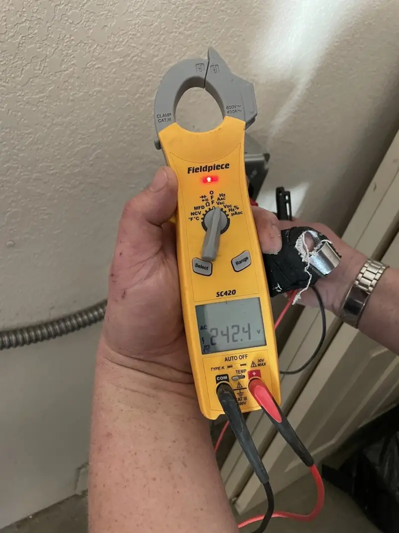 Voltage testing with clamp meter during Generator Installation in Delphos
